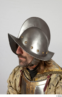  Photos Medieval Guard in plate armor 2 Historical Medieval soldier head helmet plate armor 0002.jpg